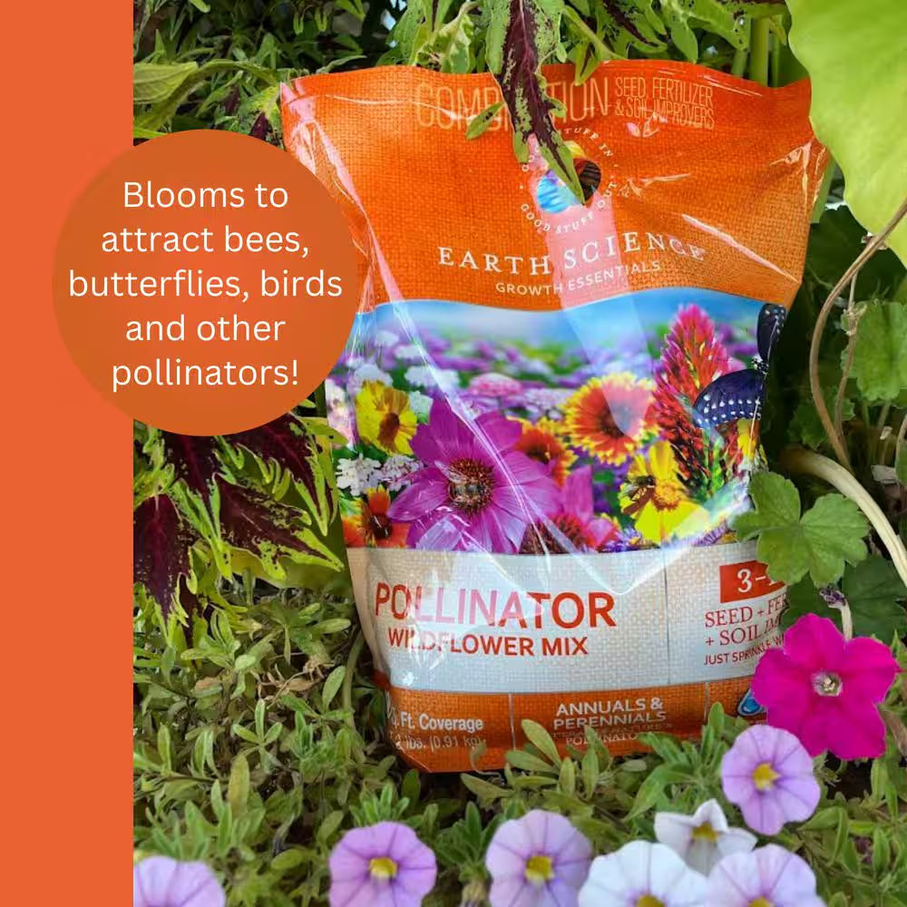 2 Lbs. Pollinator All-In-One Wildflower Mix with Seed, Plant Food and Soil Conditioners