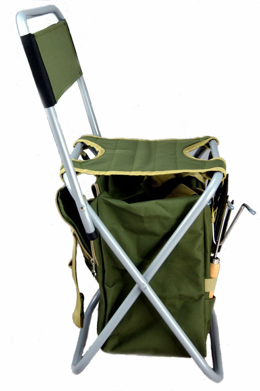 10-Piece Gardening Tool Set Folding Stool Seat with Zippered Detachable Tote