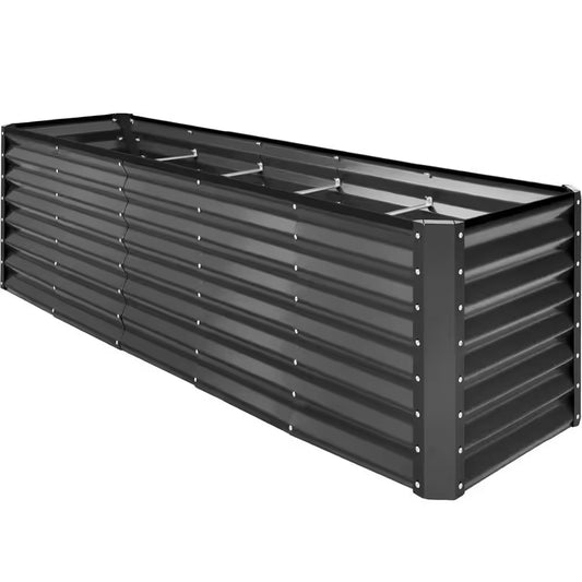 8 Ft. X 2 Ft. X 2 Ft. Gray Rectangular Steel Raised Garden Bed Planter Box for Vegetables, Flowers, Herbs