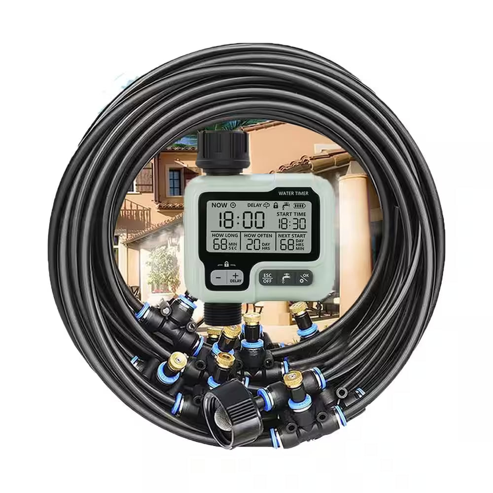 Multi-Function 50 Ft. Misting Cooling System with Timer for Outdoor Patio