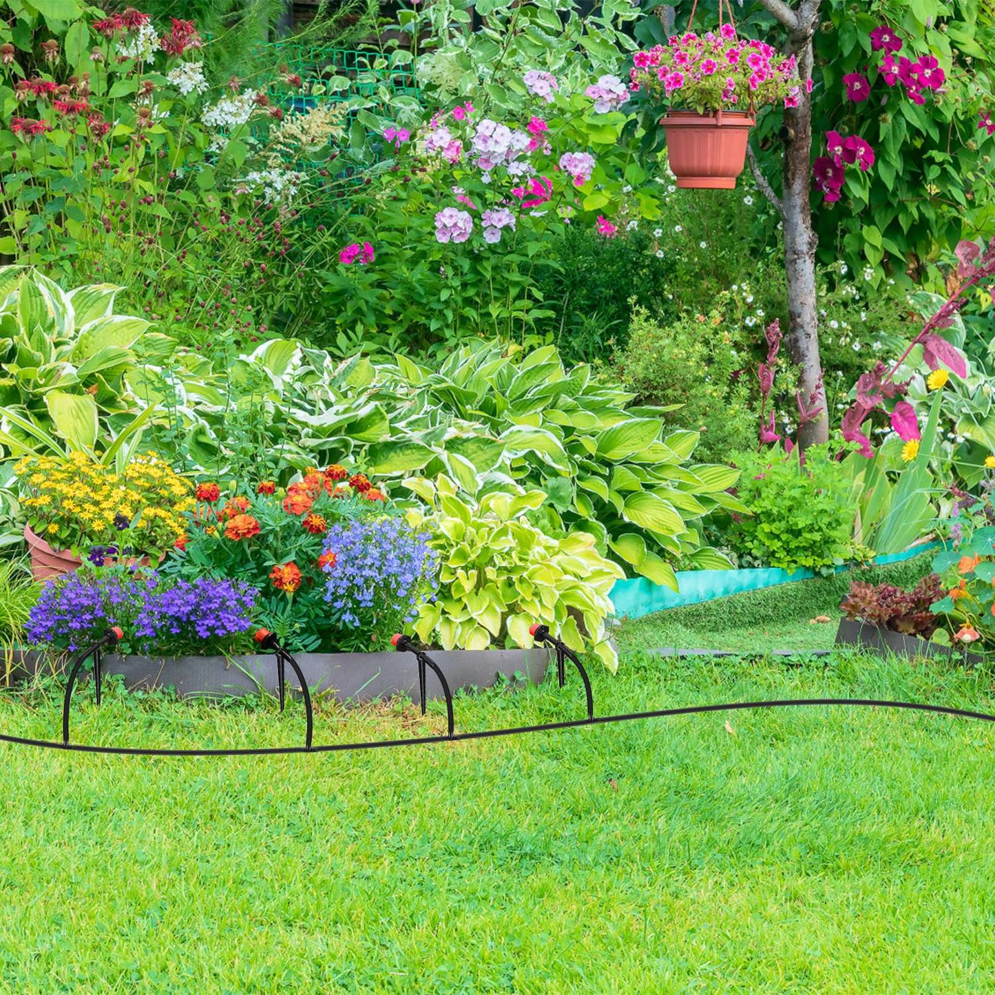 164FT Drip Irrigation Kit for Spring Summer Garden Automatic Garden Irrigation System Misting Plant Watering Drip Kit for Garden Greenhouse Flower Bed Patio Lawn