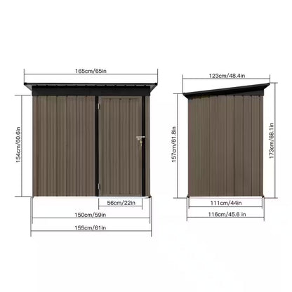 5 Ft. W X 4 Ft. D Brown and Black Metal Shed (20 Sq. Ft. )