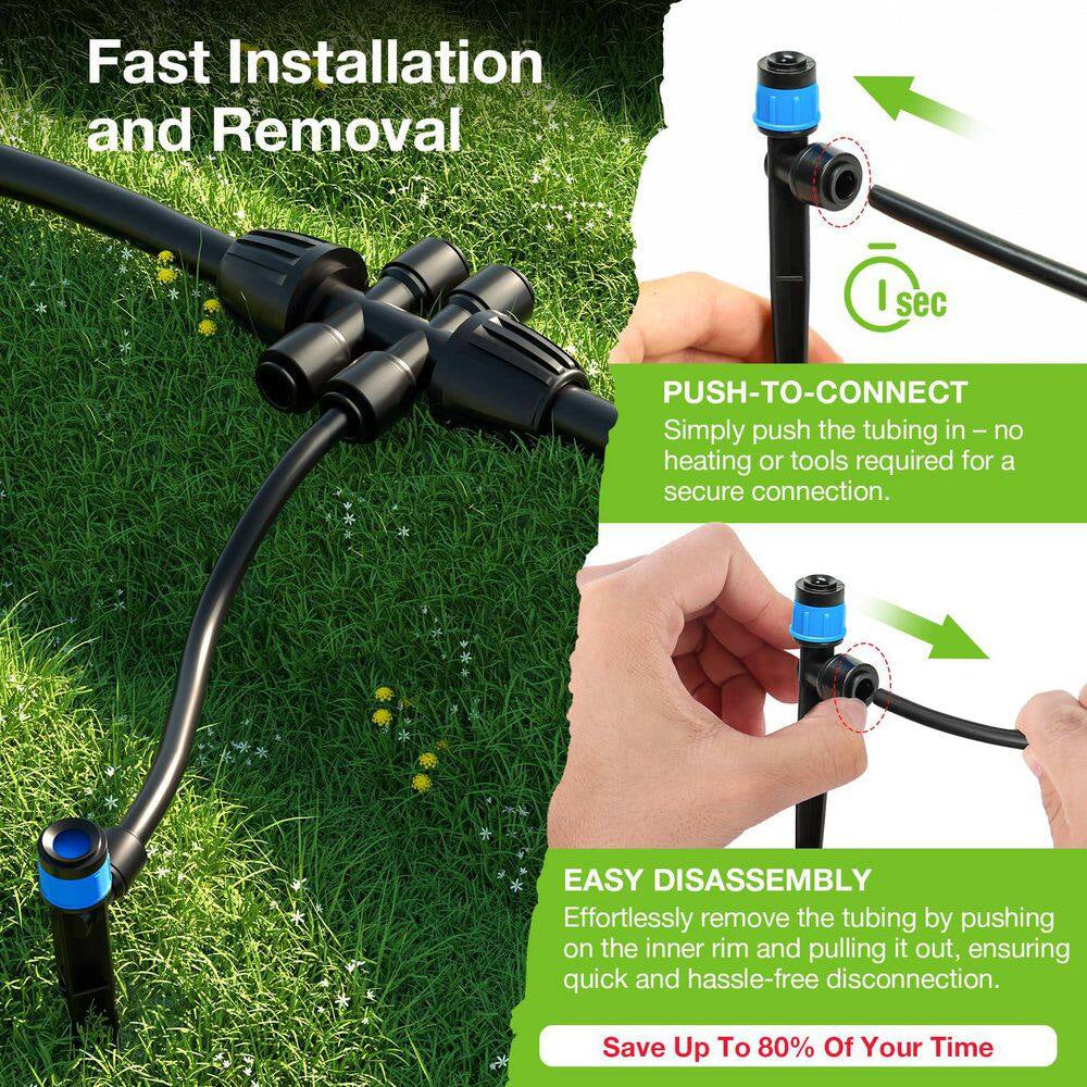 26 Ft. Micro Drip Irrigation Kit with Adjustable Nozzle Emitters and Barbed Fittings