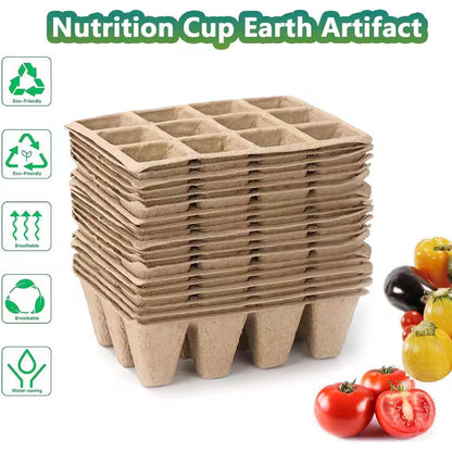 120 Cells Seed Starter Tray Biodegradable Peat Pots Organic Germination Kit Includes Labels Transplant Tools 10-Pack