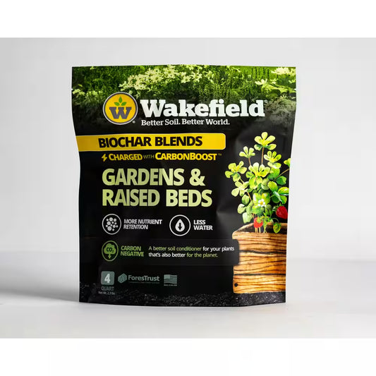Biochar Blend with Carbonboost for Gardens and Raised Beds, Soil Amendment-4 Qt. Bags