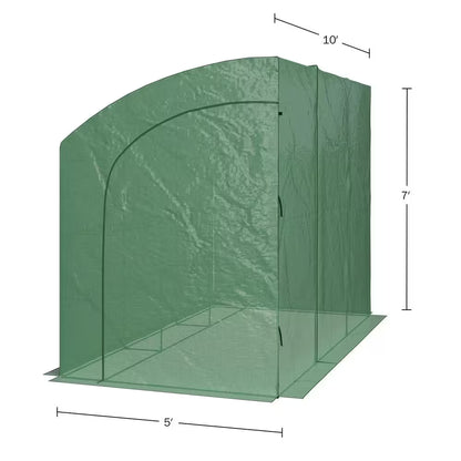10 Ft. X 5 Ft. X 7 Ft. Lean to Greenhouse, Green