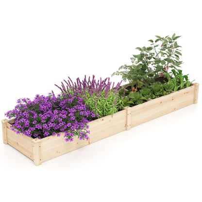Wooden Raised Garden Bed, Elevated Patio Planter with 7 Planting Compartments for Flower