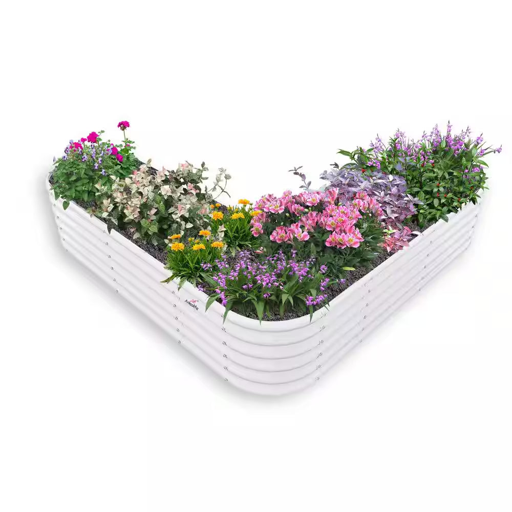 81 In. Heart-Shaped White Metal Planter Box Raised Garden Bed for Planting Vegetables Flowers