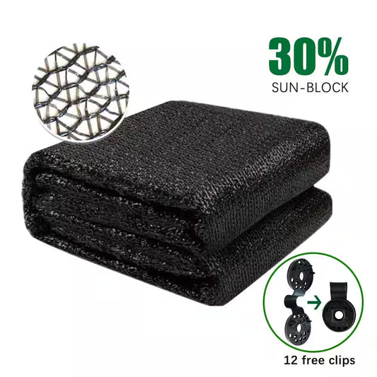 8 Ft. X 12 Ft. 30% Sun-Block Shade Cloth Net Mesh Shade with Clips for Garden Patio and Plants in Black
