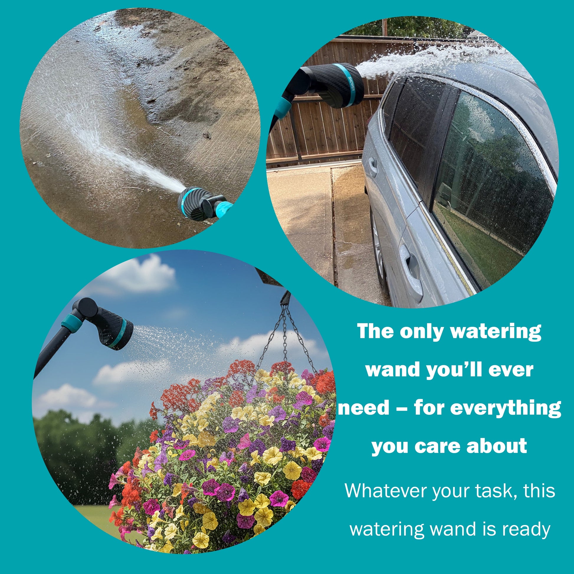19” Heavy Duty Watering Wand with Swivel Connect, Thumb Control, 5 Pre-Set Spray Patterns, Ergonomic Non-Slip Grip