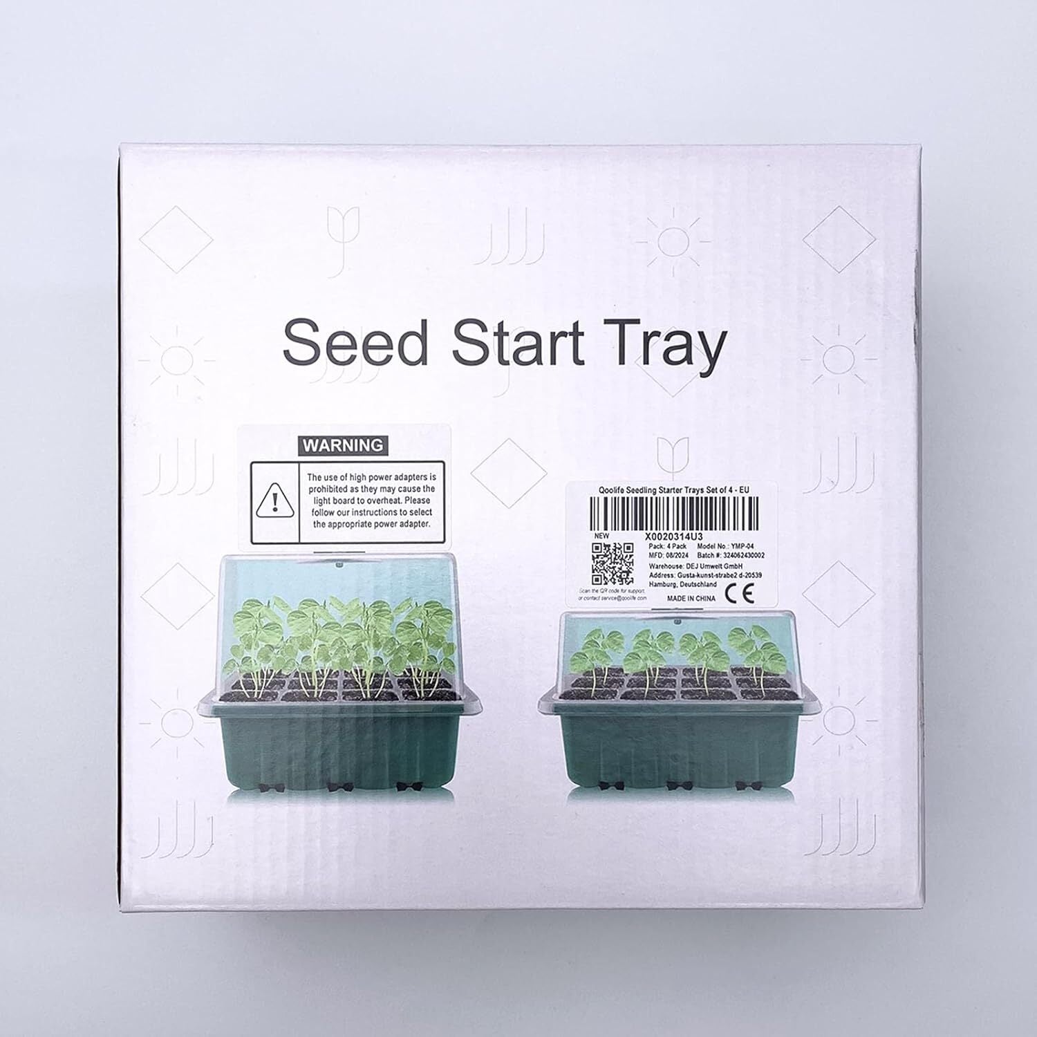 Seed Starter Tray with Plant Light, 4 Pack Grow Lights for Seed Starting Kit Wit
