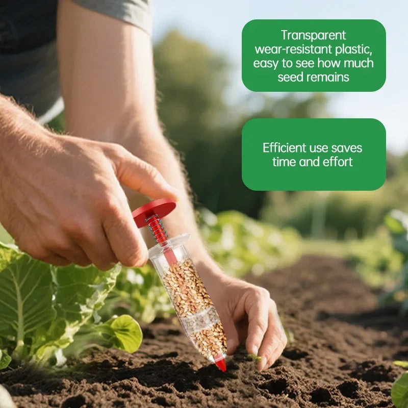 Manual Seed Sower - Adjustable Depth Hand Planter for Vegetables/Flowers, Lightweight Garden Tool with Seed Spacing Control Seed