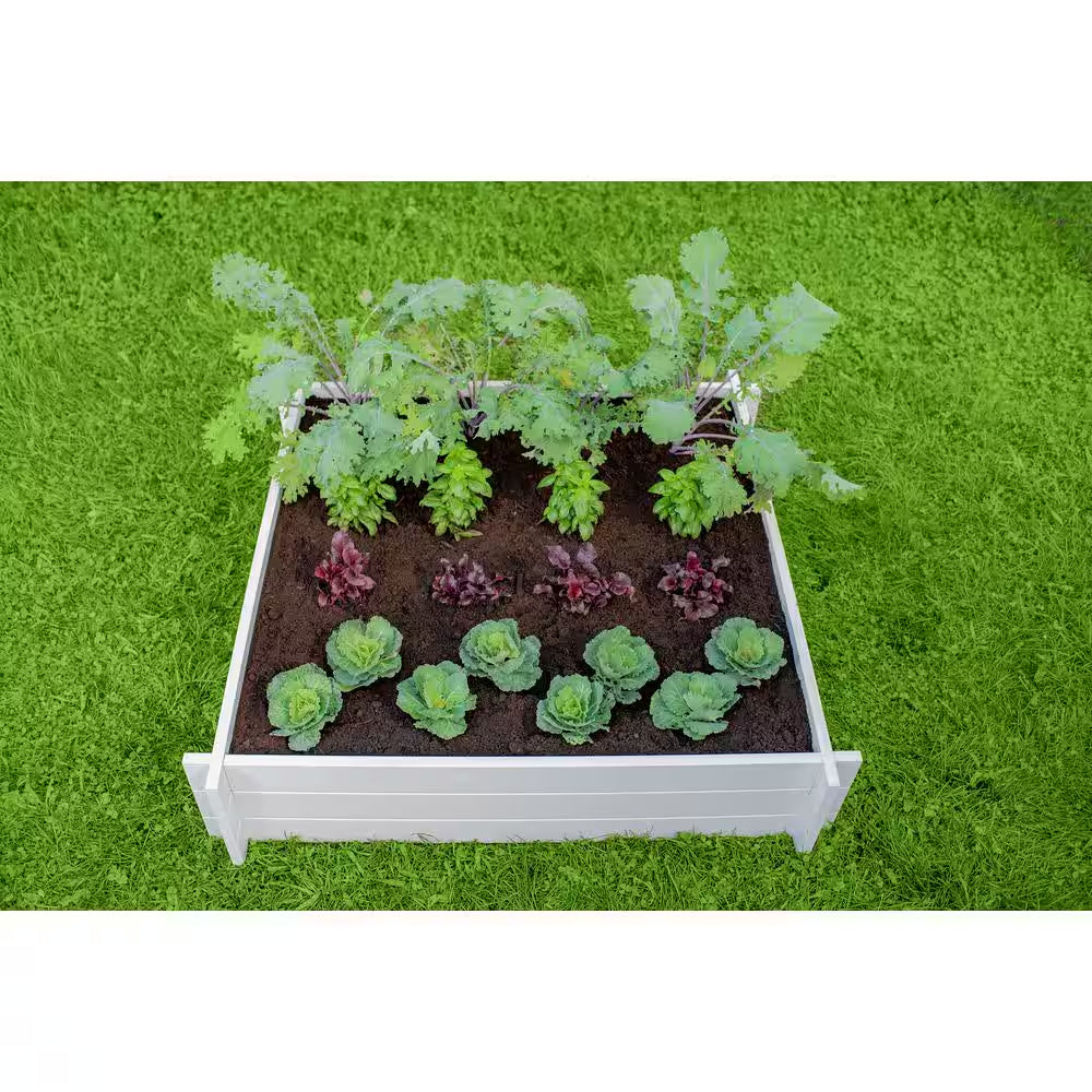 Classic 48"L X 48"W X 11"H Vinyl Hudson Raised Garden Bed, White, VA68237