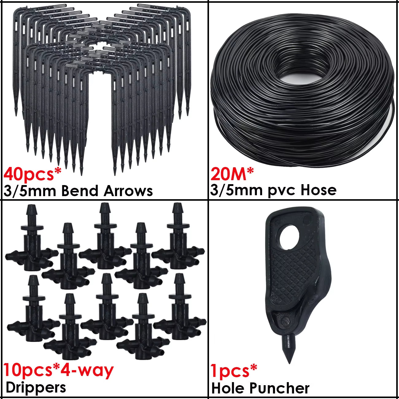 Greenhouse Drip Irrigation 4-Way 3/5Mm 2-Way Drip Arrow Transmitter Garden Automatic Watering System Potted Plant 10/20Set