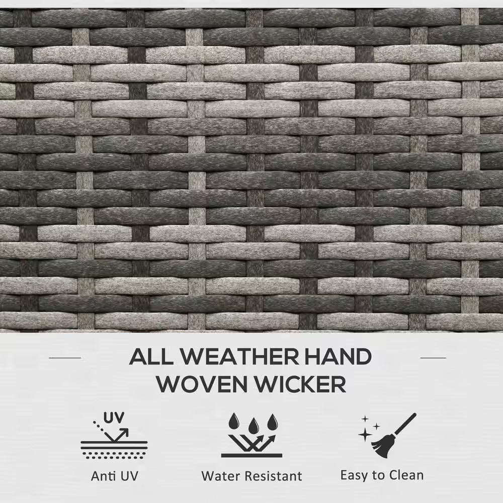 Dark Gray 113 Gal. All-Weather Wicker Deck Box, Outdoor Storage Box for Patio Cushions, Pool Supplies, Garden Tools