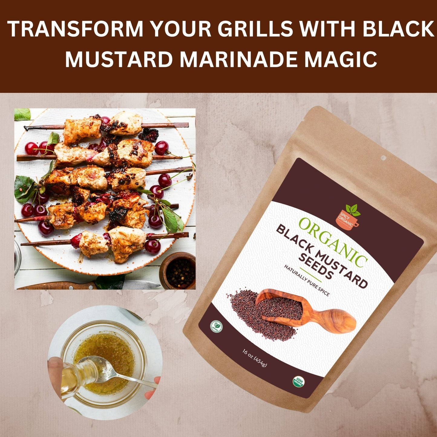 Organic Black Mustard Seeds - Gluten Free Dry, High-Quality Brown Mustard Seeds