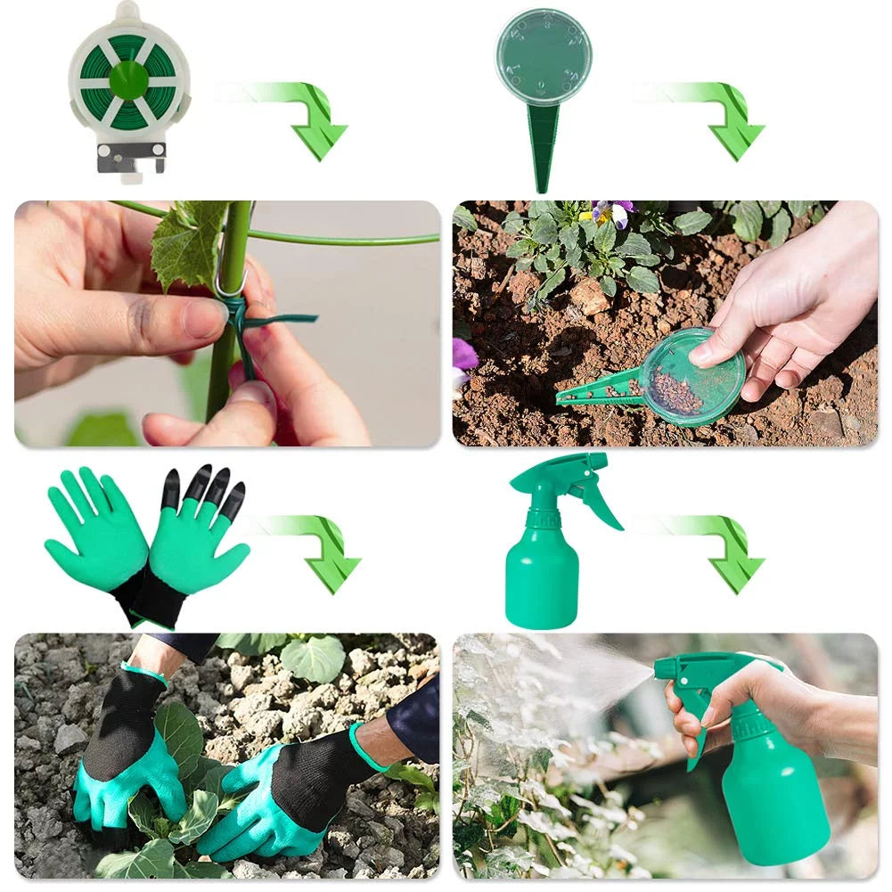 111Pcs Garden Tools Set + Succulent Tools Set, Heavy Duty Aluminum Manual Garden Kit Outdoor Gardening 