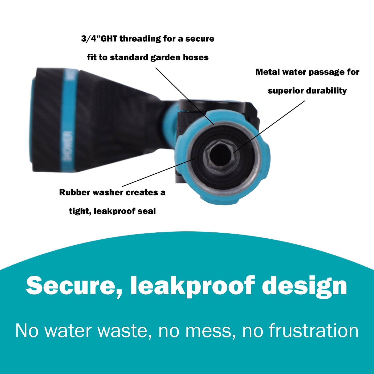 19” Heavy Duty Watering Wand with Swivel Connect, Thumb Control, 5 Pre-Set Spray Patterns, Ergonomic Non-Slip Grip