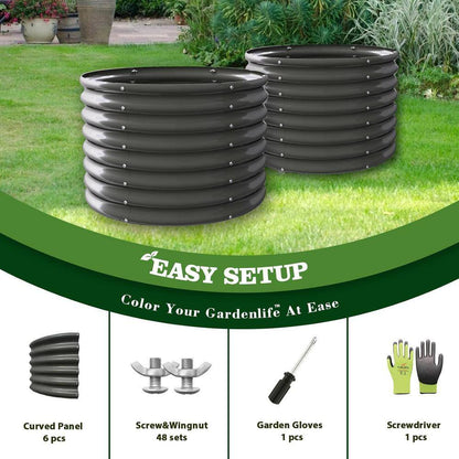 3 Ft. X 24 In. Steel Quartz Grey Outdoor Raised Garden Beds for Planting Vegetables