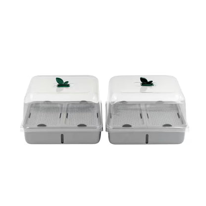 10 In. L X 10 In. W X 8.89 In. H Plastic Self-Watering Microgreens Grow Kit with Capillary Grow Mats in Fog Gray