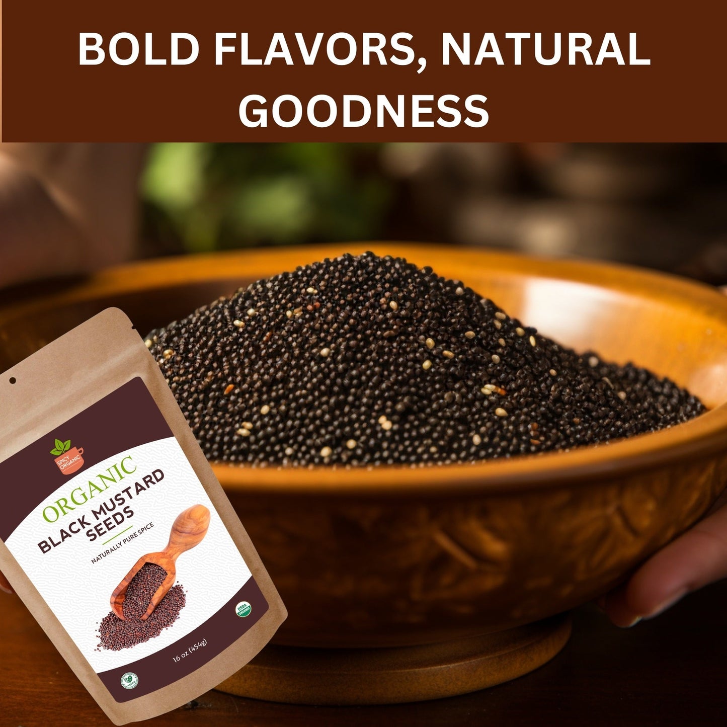 Organic Black Mustard Seeds - Gluten Free Dry, High-Quality Brown Mustard Seeds