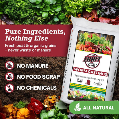 30 LB Organic Worm Castings, Natural Fertilizer for Indoor Outdoor Plants – Compost Soil Control, Mineral-Rich Potting Mix Additive Plant Food for Soil Health and Garden Growth