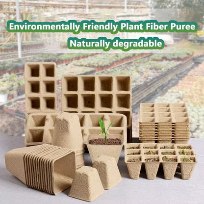 120 Cells Seed Starter Tray Biodegradable Peat Pots Organic Germination Kit Includes Labels Transplant Tools 10-Pack
