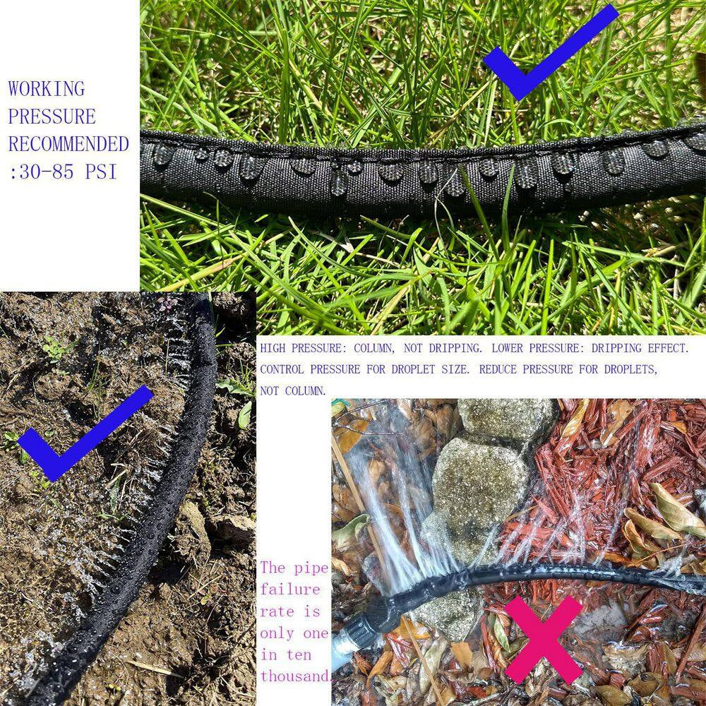 10 Ft. Linkable Flat Soaker Hose for Garden, Dual-Layer Leak-Free Design with Holes, Saves 80% Water