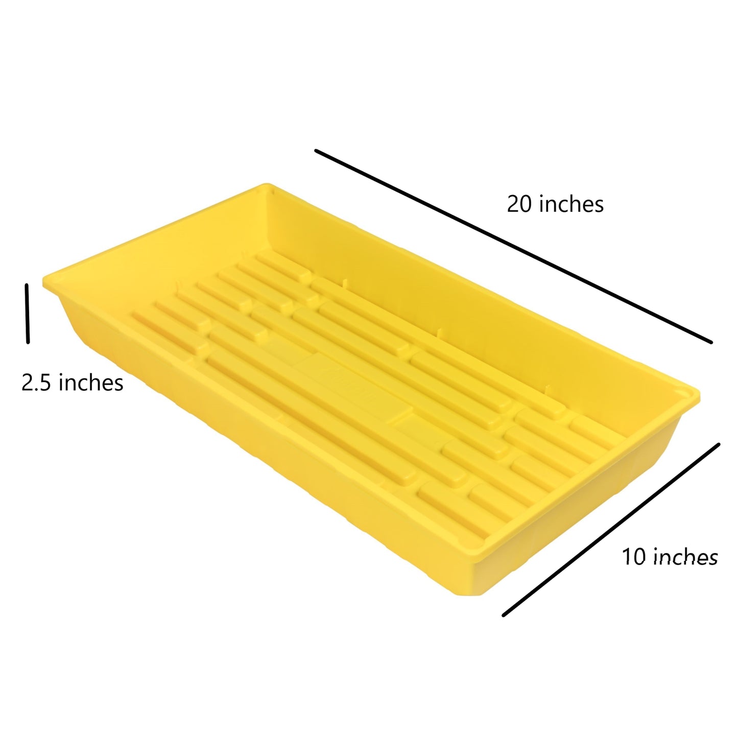 SUNPACK 10” X 20” Mega Plastic Seed Starting Tray, Yellow, 2.5” (Pack of 2)
