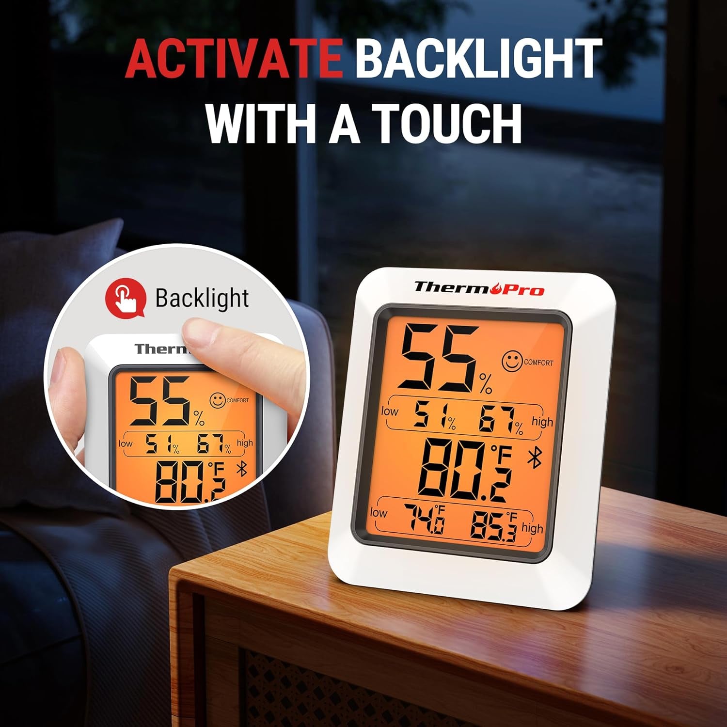 Hygrometer Thermometer for House TP350, Bluetooth Room Indoor Greenhouse Thermom