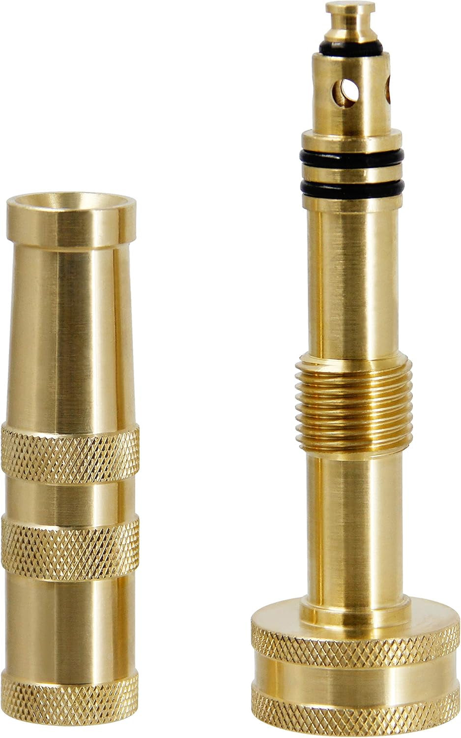 Brass Hose Nozzle, Heavy-Duty Brass Adjustable Twist Hose Nozzle, 2 Pack (4")