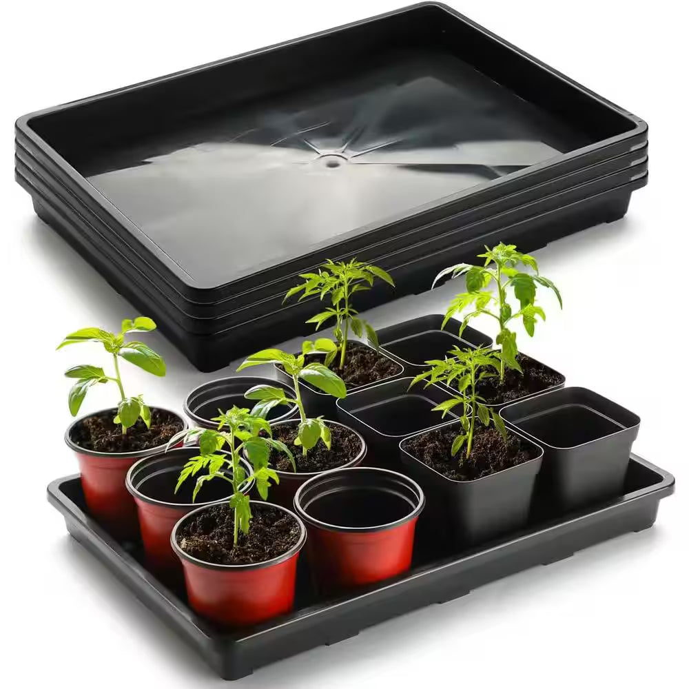 5-Pack Nursery Potting Tray for Seeds Starting Pot Collecting Drainage Water Black