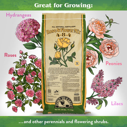 Down to Earth Organic Rose & Flower Fertilizer Mix 4-8-4, 25 Lbs.