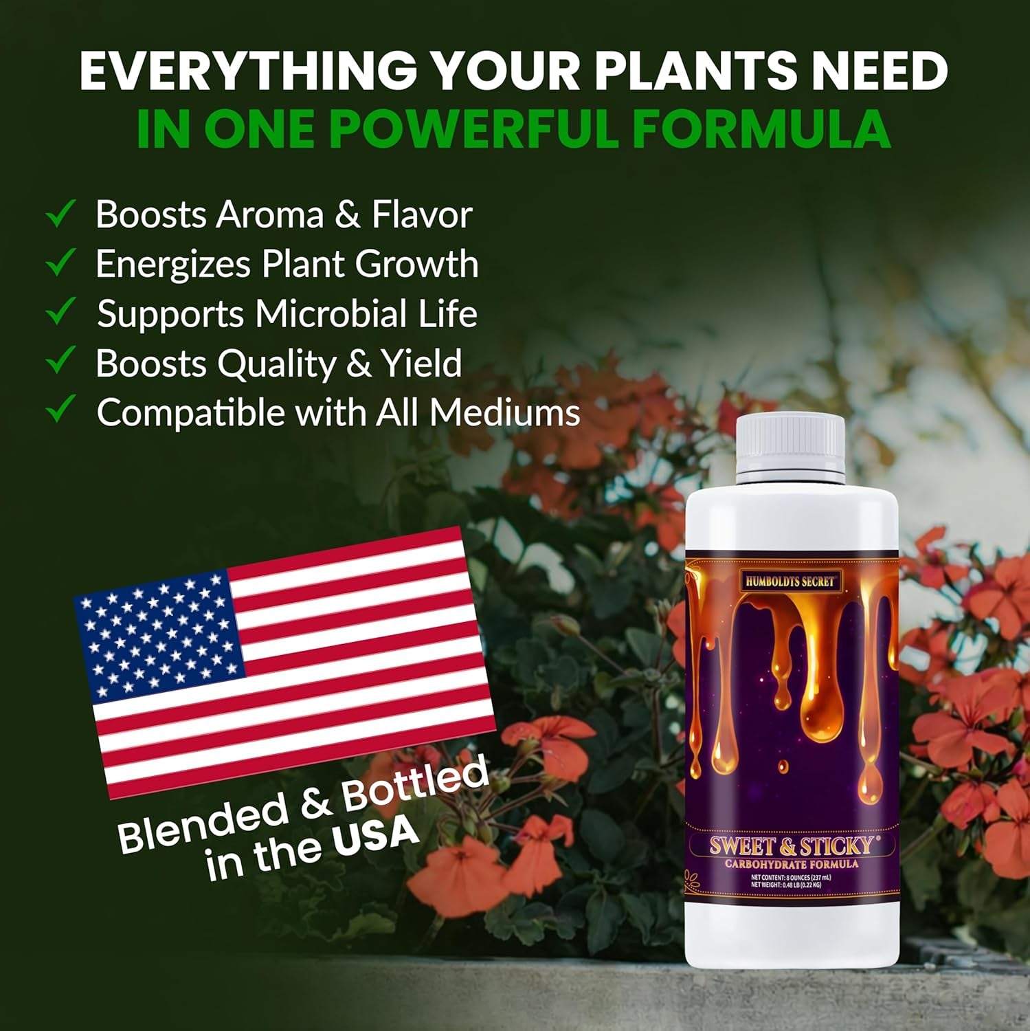 Sweet & Sticky Carbohydrate and Saccharide Plant Energy Additive | Indoor and Outdoor Plant Nutrients Enhancer for Growth and Aroma | Boosts Flavor and Development | 8 Ounce
