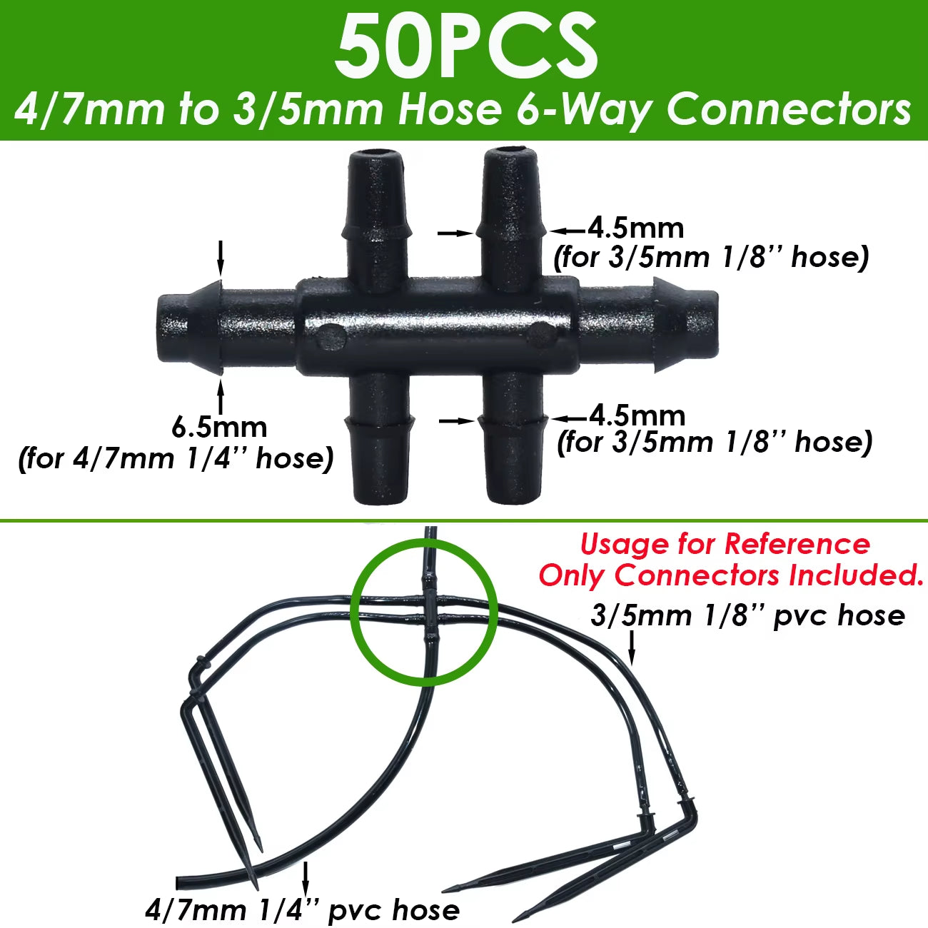 Greenhouse Drip Irrigation 4-Way 3/5Mm 2-Way Drip Arrow Transmitter Garden Automatic Watering System Potted Plant 10/20Set