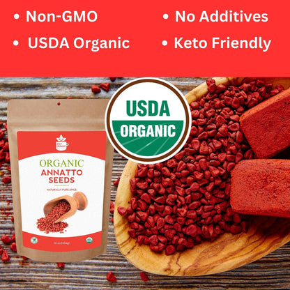 Organic Annatto Seeds- Certified USDA Organic- Achiote Seeds Spice Seasoning