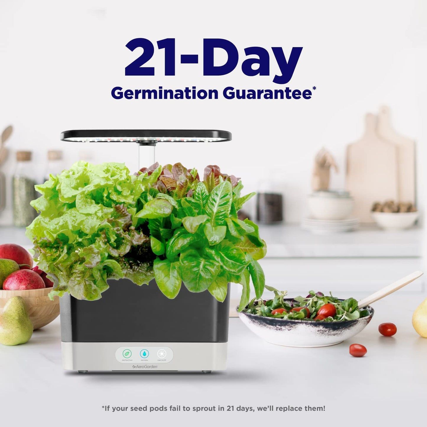 Harvest Indoor Garden Hydroponic System with LED Grow Light and Herb Kit, Holds up to 6 Pods, Black