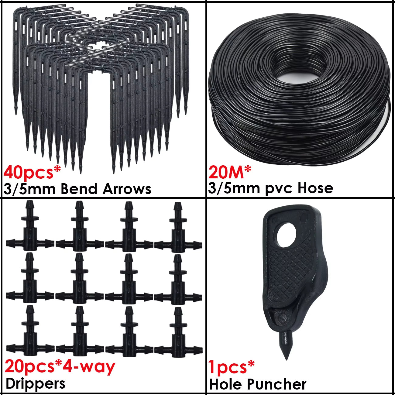 Greenhouse Drip Irrigation 4-Way 3/5Mm 2-Way Drip Arrow Transmitter Garden Automatic Watering System Potted Plant 10/20Set