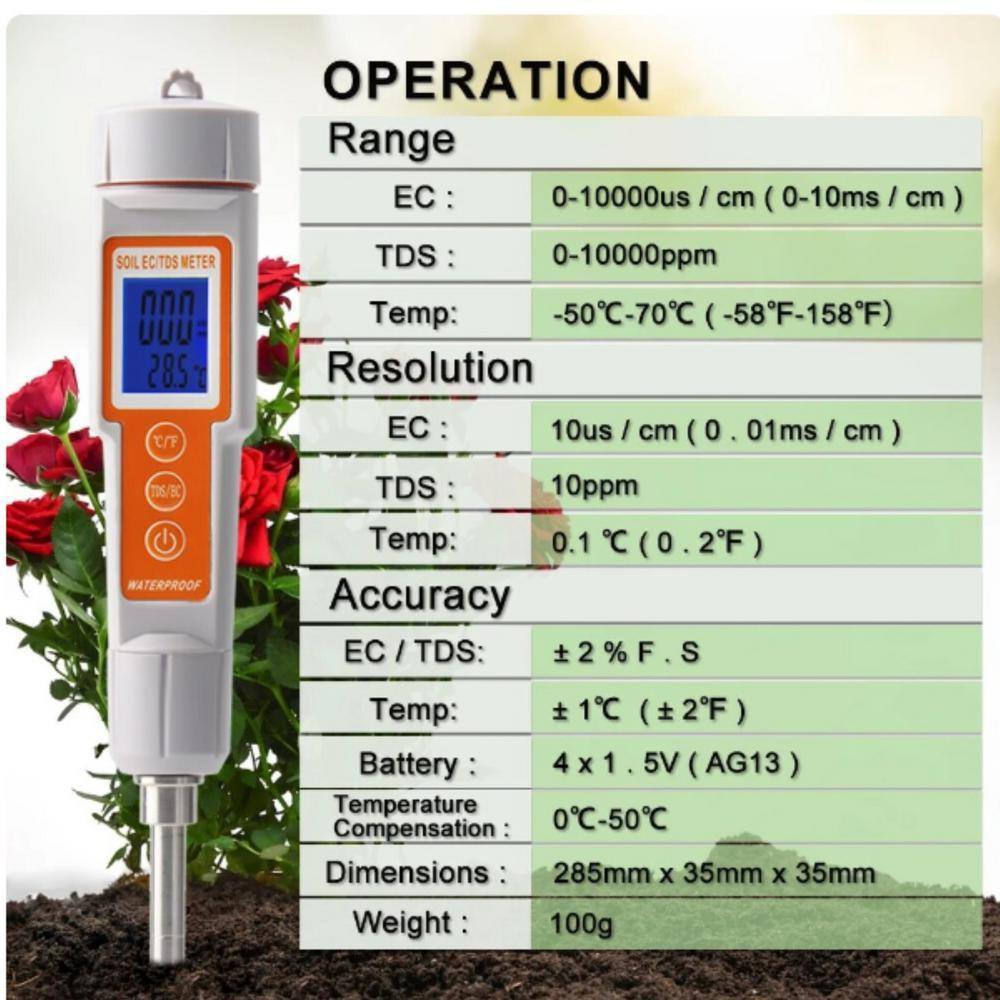 High Precision Metal Sensor Conductivity Tester Tool for Garden Farm Planting