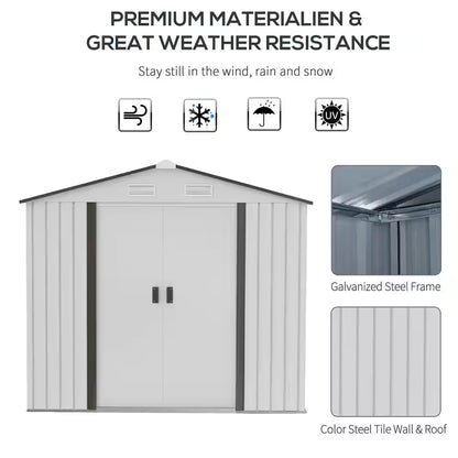 Majestic 7 Ft. W X 4 Ft. D Metal Shed with Double Sliding Doors (30 Sq. Ft.)