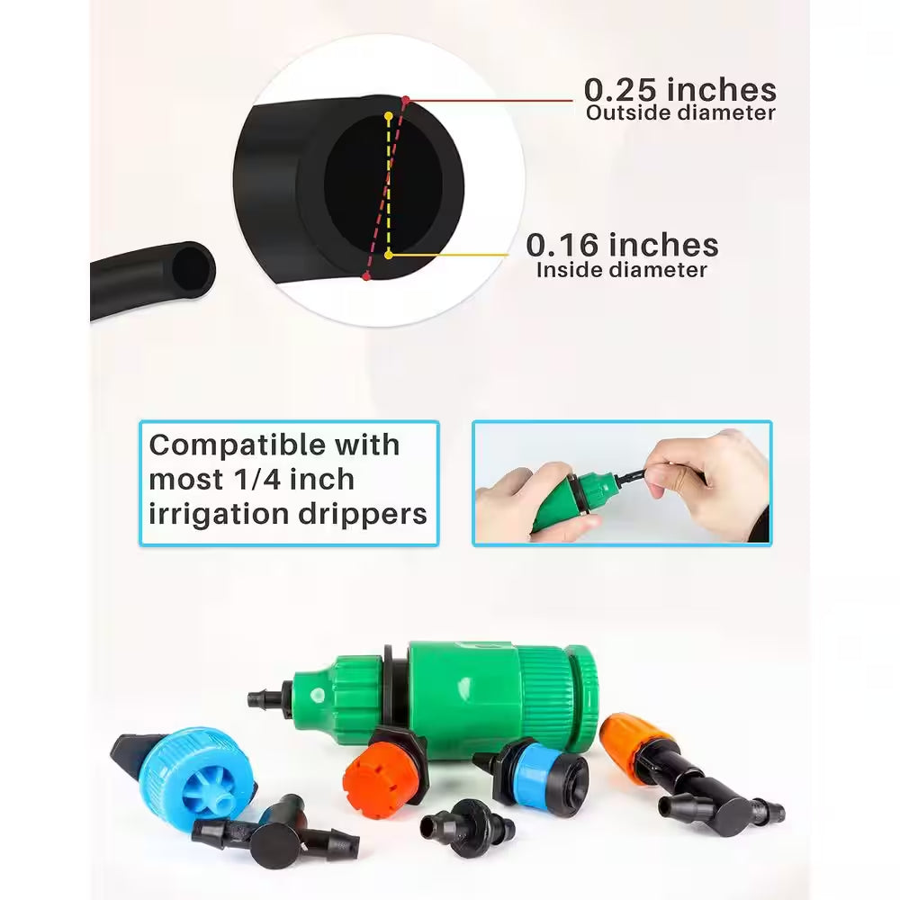 Essential 1/4 In. Dia X 100 Ft. Standard-Duty Drip Irrigation Tubing Kit with 20-Pieces Drip Irrigation Parts