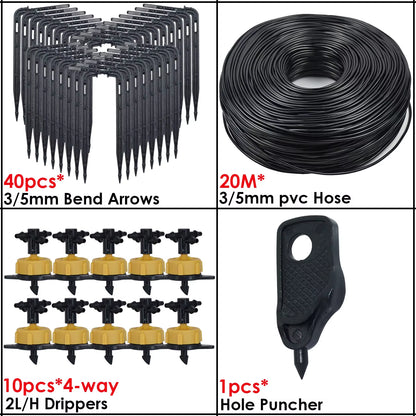 Greenhouse Drip Irrigation 4-Way 3/5Mm 2-Way Drip Arrow Transmitter Garden Automatic Watering System Potted Plant 10/20Set