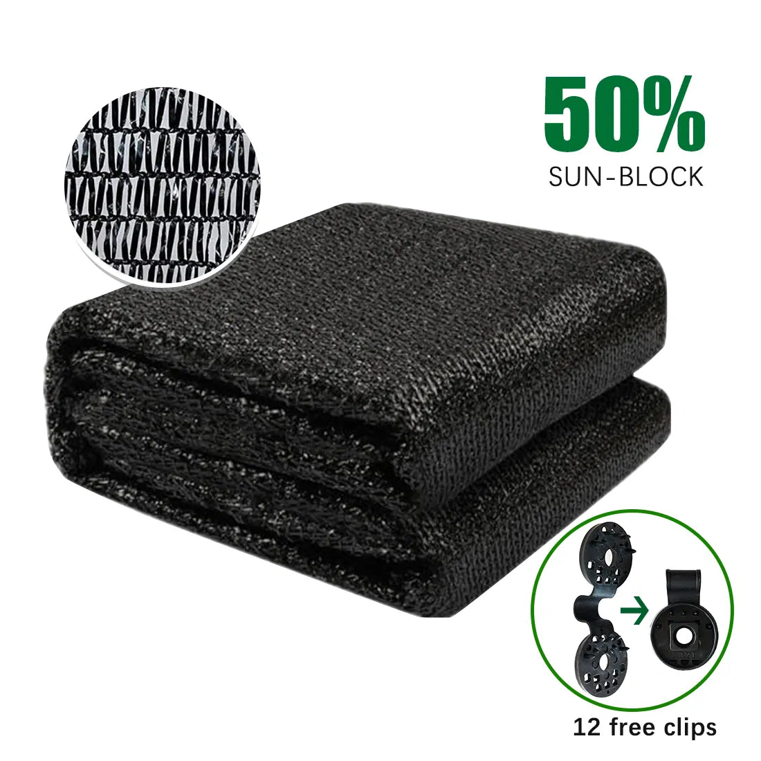 Shade Cloth Sunblock Fabric Cut Edge with Free Cilps UV Resistant for Garden Plants Cover, Black