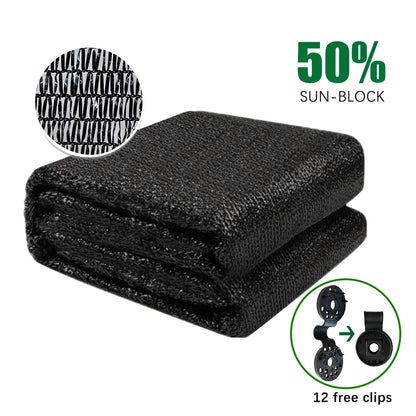 Shade Cloth Sunblock Fabric Cut Edge with Free Cilps UV Resistant for Garden Plants Cover, Black