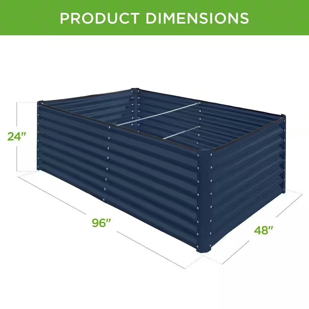 8 Ft. X 4 Ft. X 2 Ft. Navy Outdoor Steel Raised Garden Bed, Planter Box for Vegetables, Flowers, Herbs