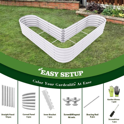81 In. Heart-Shaped White Metal Planter Box Raised Garden Bed for Planting Vegetables Flowers