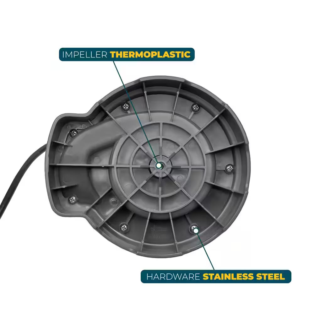 1/3 HP 1690 GPH Thermoplastic Submersible Utility Pump