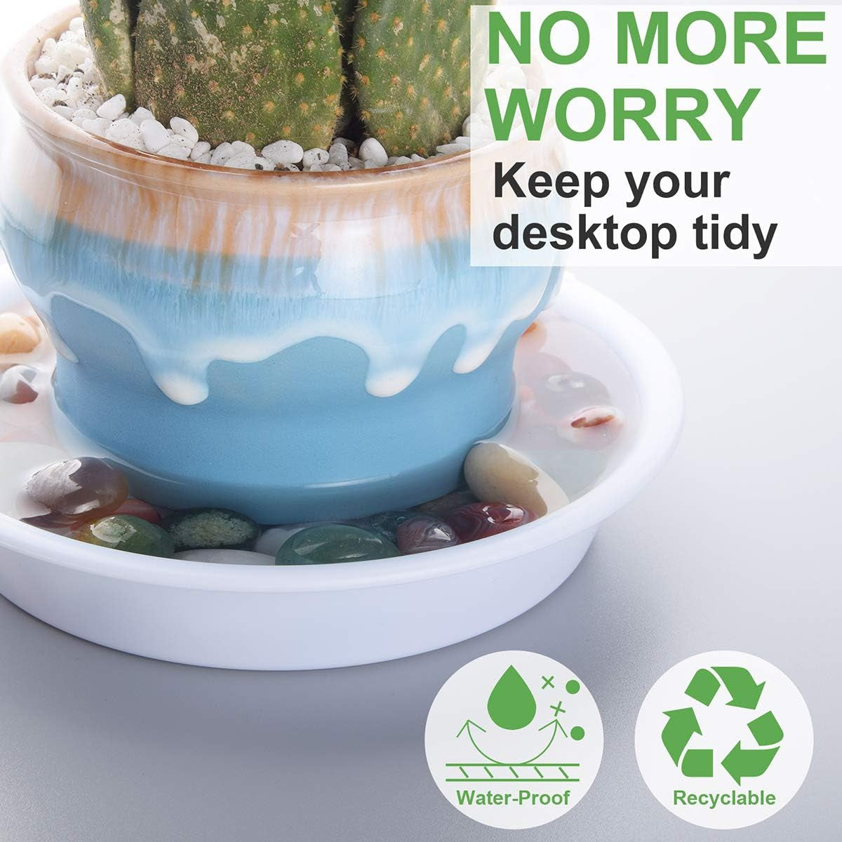 Plant Saucer 8 Inch of 3 Pack Drip Tray White for Indoors and Outdoor Durable Thicker Plastic Plant Tray (8 Inch)