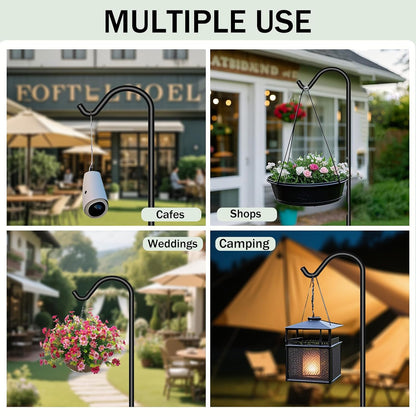 4 Pack Solid Shepherd Hook 37 Inch One Piece Structure No Assembly Required Heavy Duty Solid Shepards Garden Outdoor for Hanging Plants Lanterns Hanger Wedding Black