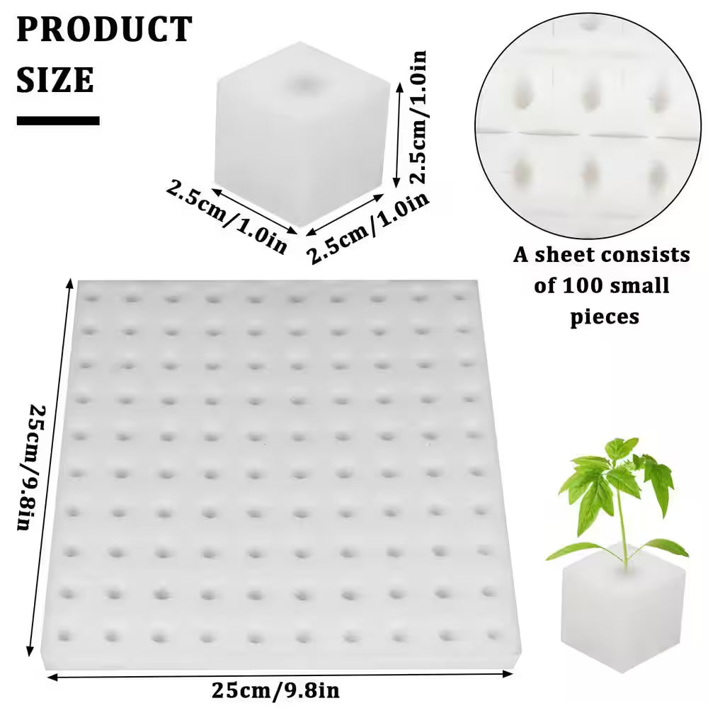 200-Piece Hydroponic Sponges Soilless Cultivation Sponge for Greenhouse, Indoor/Outdoor Planting with Net Cup Pots
